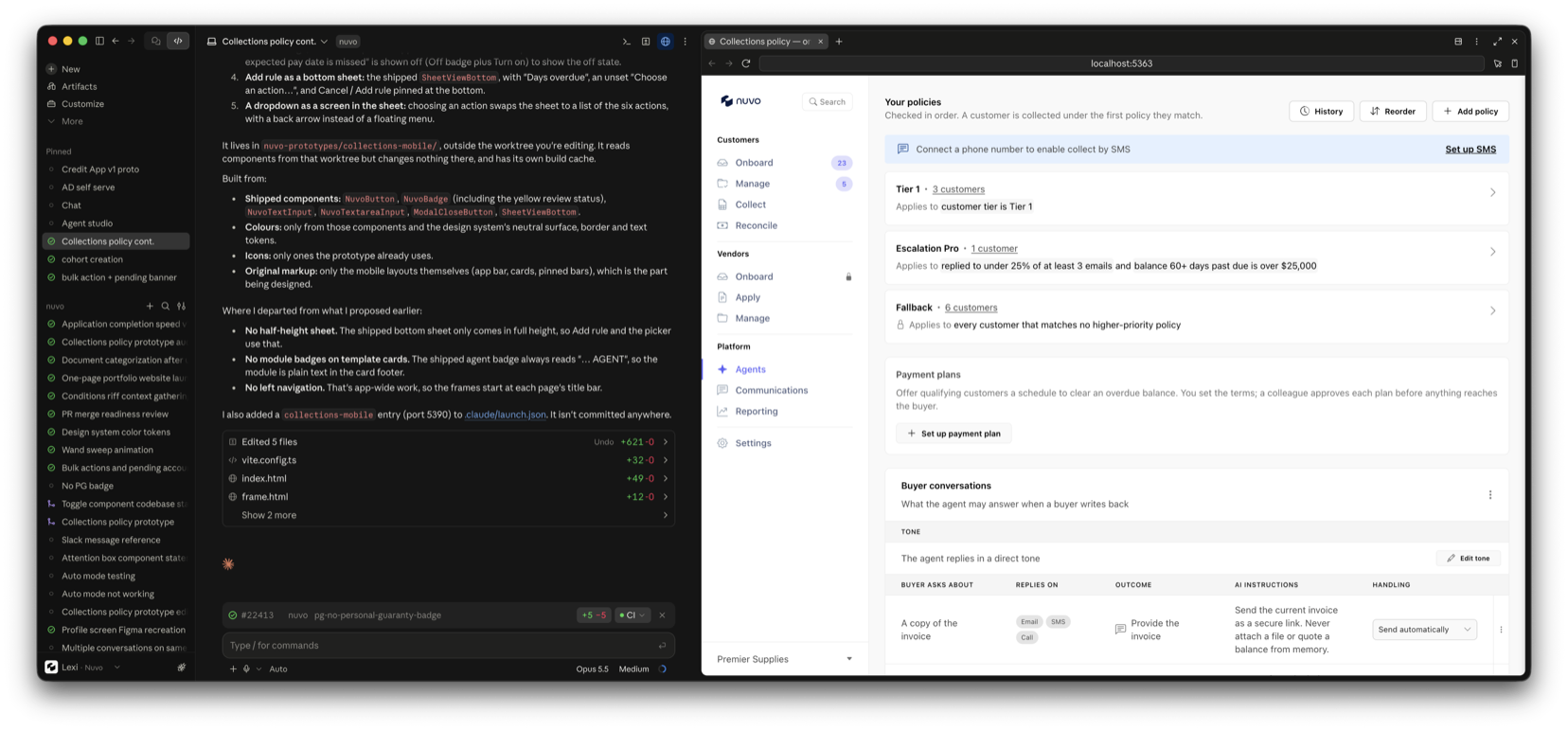 Collections policy editor prototype, details blurred