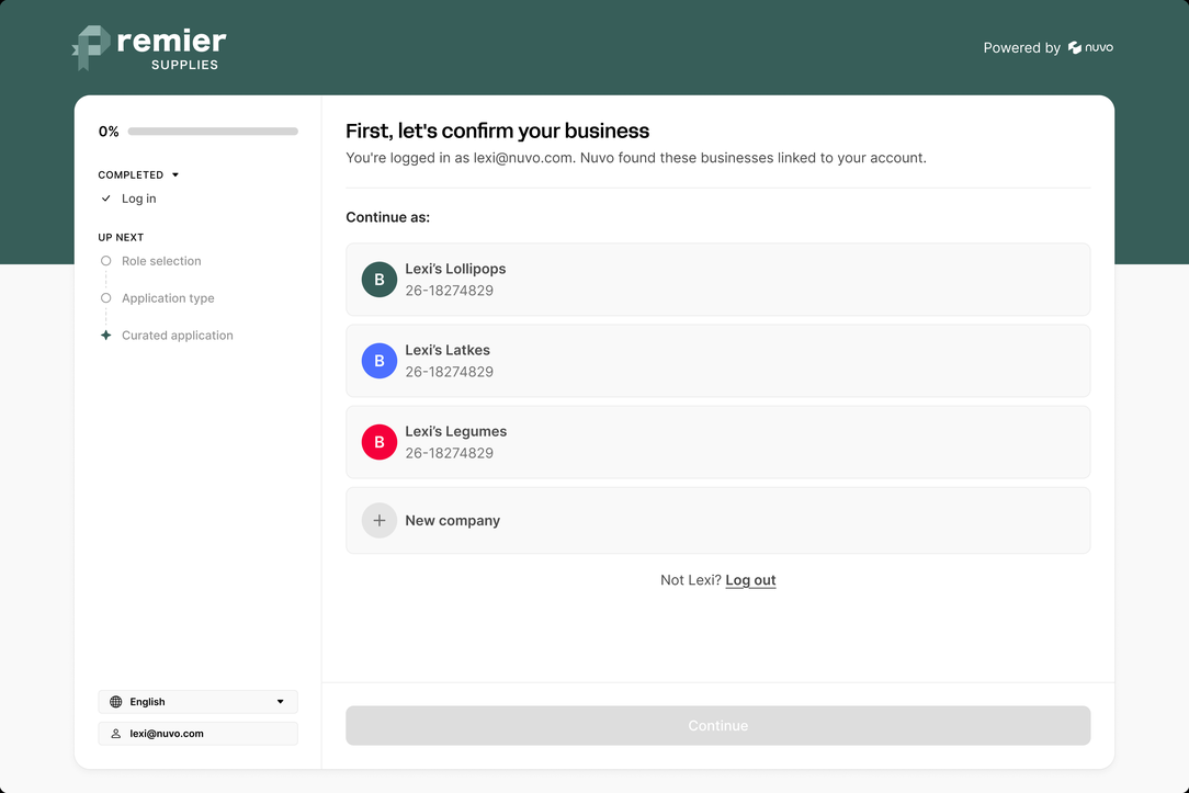 Credit application: confirming the buyer's business